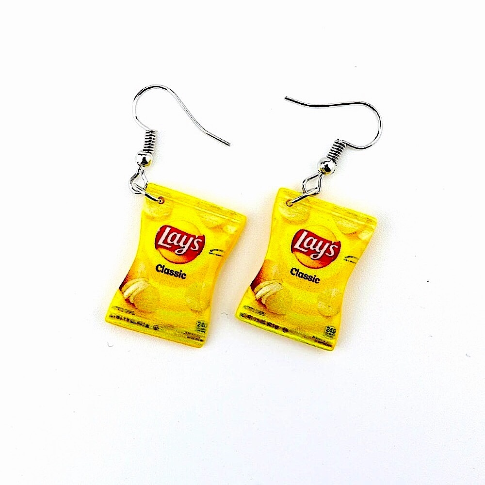 Potato chip bag earrings